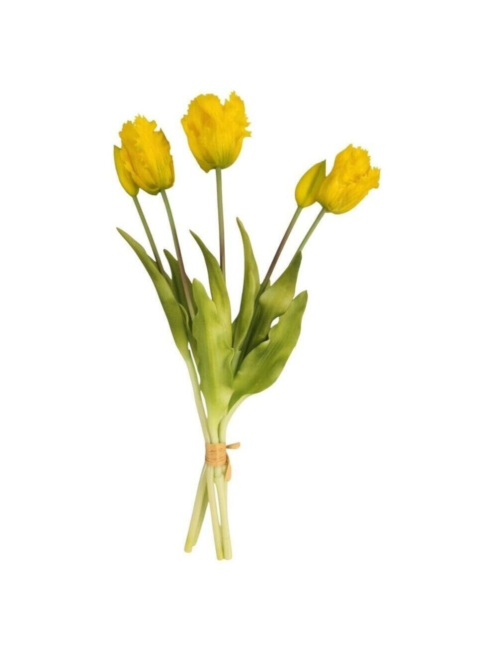 Yellow Artificial Tulips 15 Inch Set of 5 Faux Spring Flowers Easter Decor